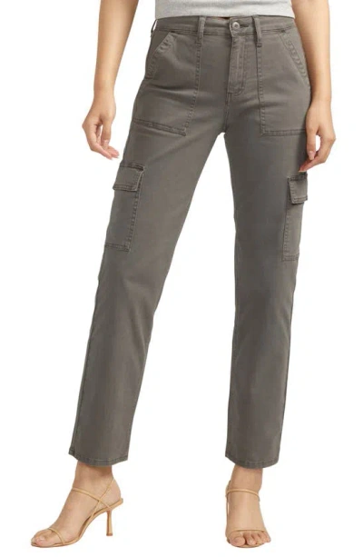 Silver Jeans Co. Suki Curvy Straight Leg Cargo Pants In Grey