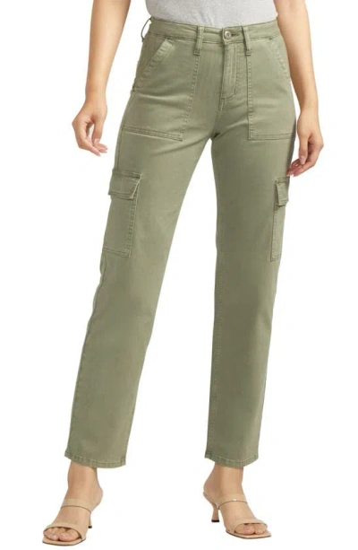 Silver Jeans Co. Suki Curvy Straight Leg Cargo Pants In Light Olive