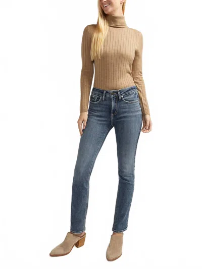 Silver Jeans Co. Suki Straight Luxe Stretch Jean In Blue In Brown