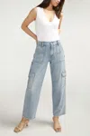 Shop Silver Jeans Co. Utility Cargo Mid Rise Straight Leg In Indigo In Multi