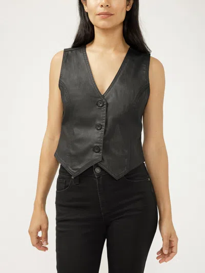 Silver Jeans Co. Women's Black Coated Denim Vest