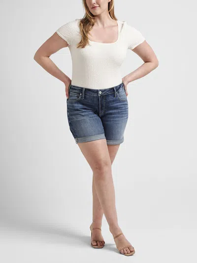 Silver Jeans Co. Women's Boyfriend Mid Rise Shorts Plus In Blue
