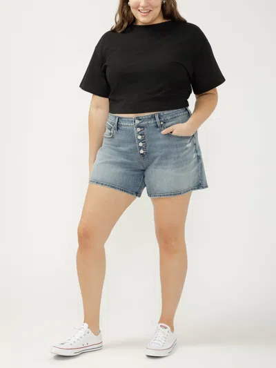 Silver Jeans Co. Women's Boyfriend Mid Rise Shorts Plus In Summer's Beach