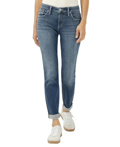 Silver Jeans Co. Women's Boyfriend Mid Rise Slim Leg Jeans In Blue
