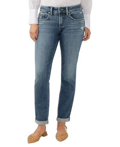 Silver Jeans Co. Women's Boyfriend Mid Rise Slim Leg Jeans In Indigo