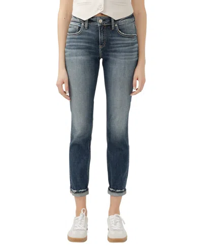 Silver Jeans Co. Women's Boyfriend Mid Rise Slim Leg Jeans In Indigo