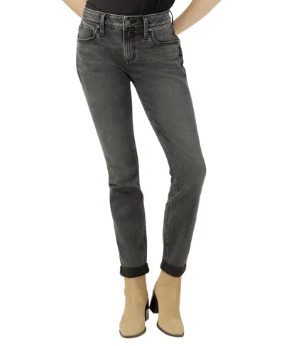 SILVER JEANS CO. WOMEN'S BOYFRIEND MID RISE SLIM LEG LUXE STRETCH JEANS