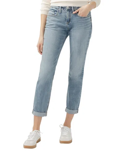 SILVER JEANS CO. WOMEN'S BOYFRIEND MID RISE SLIM LEG LUXE STRETCH JEANS
