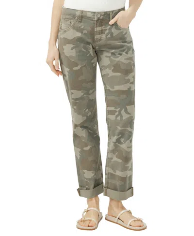 Silver Jeans Co. Women's Chelsea Mid Rise Straight Leg Camo Jeans In Green