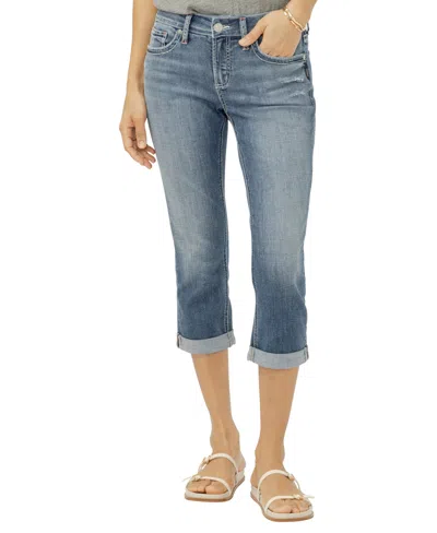 Silver Jeans Co. Women's Elyse Mid Rise Americana Luxe Stretch Capri Jeans In Blue