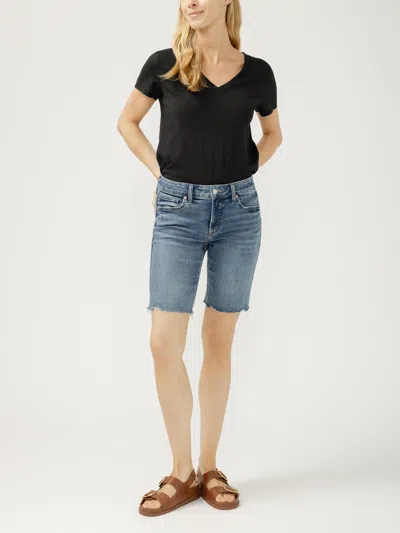 Silver Jeans Co. Women's Elyse Mid Rise Bermuda Shorts In Blue