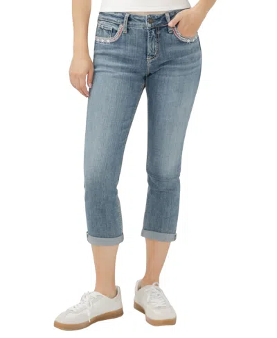 Silver Jeans Co. Women's Elyse Mid Rise Comfort Fit Capri Jeans
