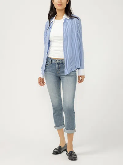 Silver Jeans Co. Women's Elyse Mid Rise Luxe Stretch Capri In Blue