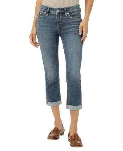 Silver Jeans Co. Women's Elyse Mid Rise Luxe Stretch Capri Jeans In Blue