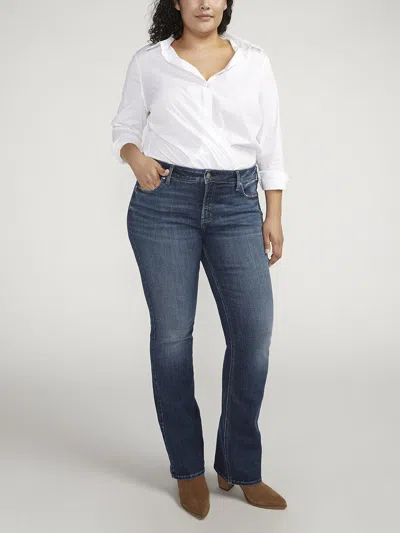 Silver Jeans Co. Women's Elyse Mid Rise Slim Bootcut Jeans Plus In Blue
