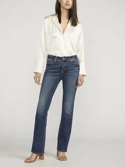 Silver Jeans Co. Women's Elyse Mid Rise Slim Bootcut Luxe Stretch Jeans In Blue