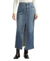 Silver Jeans Co. Front Slit Denim Midi Skirt In Indigo