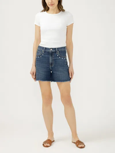 Silver Jeans Co. Women's Highly Desirable High Rise Studded Shorts In Blue