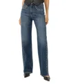 Silver Jeans Co. Women's Highly Desirable High Rise Studded Trouser Leg Jeans In Blue