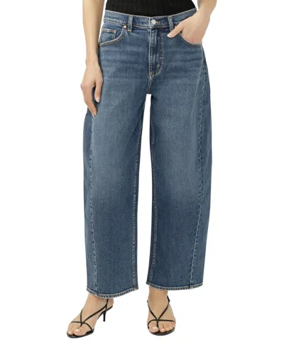 Silver Jeans Co. Horseshoe High Waist Ankle Barrel Jeans In Blue