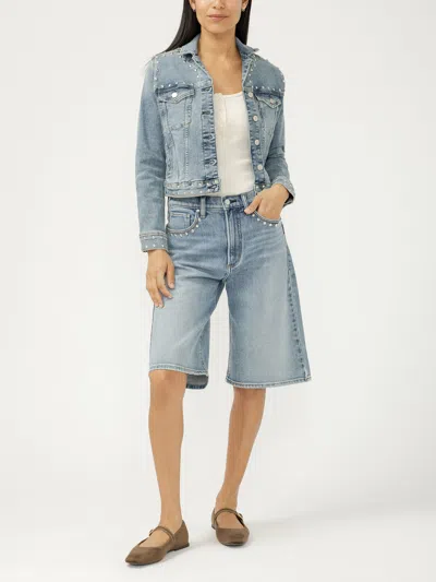 Silver Jeans Co. Women's Limited Edition Studded Denim Long Shorts In Vista