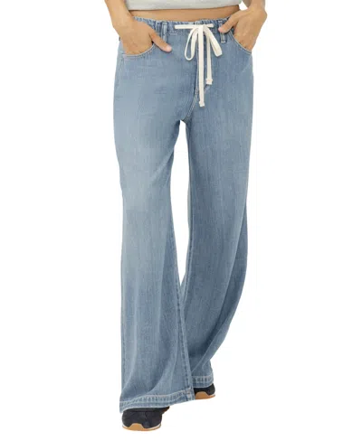 Silver Jeans Co. Women's Mid Rise Wide Leg Drawstring Ankle Jeans In Blue