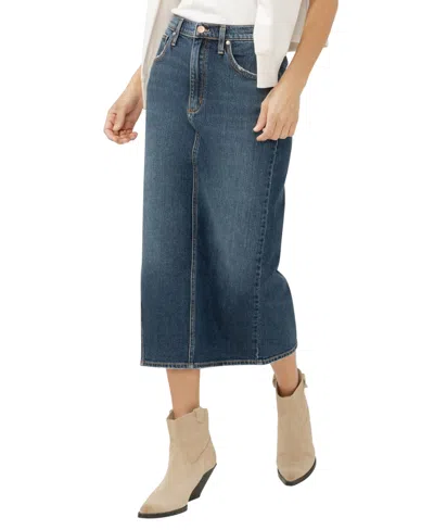 SILVER JEANS CO. WOMEN'S SIDE SLIT DENIM MIDI SKIRT