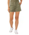 Silver Jeans Co. Suki Curvy Raw Hem Denim Utility Shorts In Fatg Green