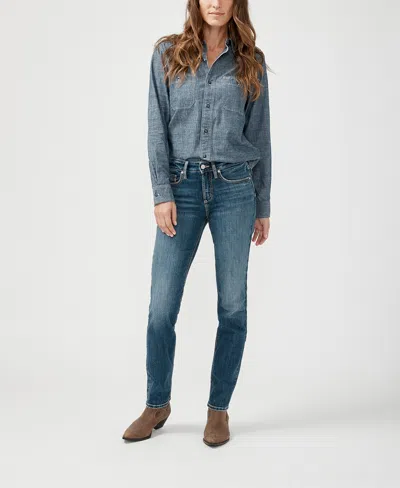 Silver Jeans Co. Women's Suki Mid Rise Curvy Fit Straight Jeans In Indigo