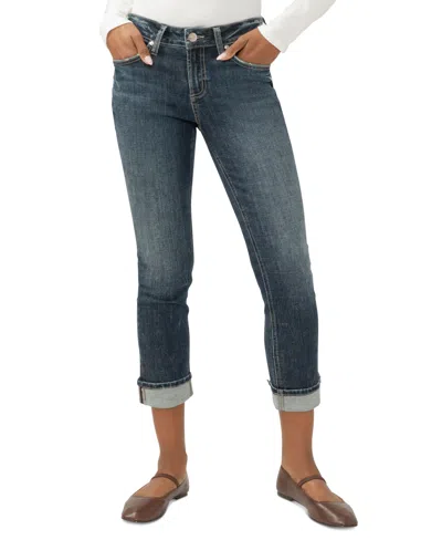 Silver Jeans Co. Women's Suki Mid Rise Curvy-fit Straight-leg Cropped Jeans