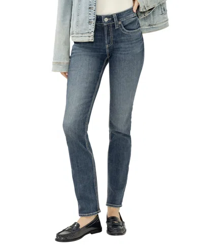 SILVER JEANS CO. WOMEN'S SUKI MID RISE CURVY FIT STRAIGHT LEG JEANS