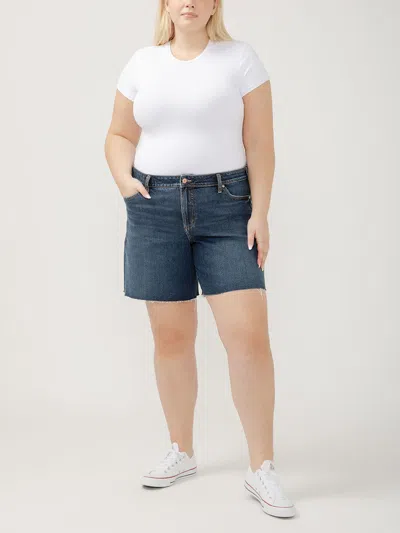 Silver Jeans Co. Women's Suki Mid Rise Long Shorts Plus In Blue