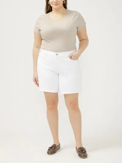 Silver Jeans Co. Women's Suki Mid Rise Long Shorts Plus In White