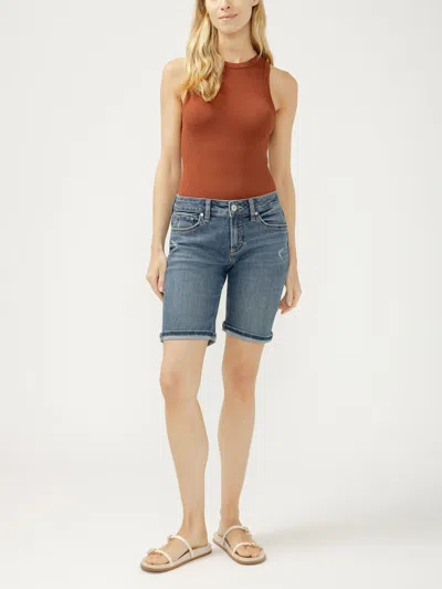 Silver Jeans Co. Women's Suki Mid Rise Luxe Stretch Bermuda Shorts In Brown