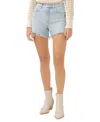 Silver Jeans Co. Sure Thing Raw Hem High Waist Denim Shorts In Indigo