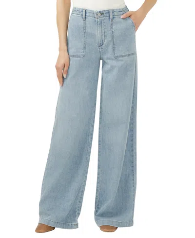 Silver Jeans Co. Lightweight Wide Leg Knit Denim Pants In Blue