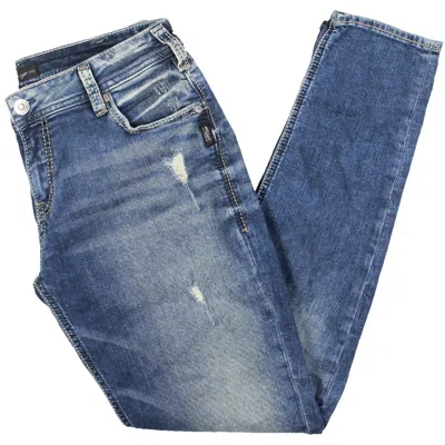 Silver Jeans Co. Womens Mid Rise Medium Wash Skinny Jeans In Multi