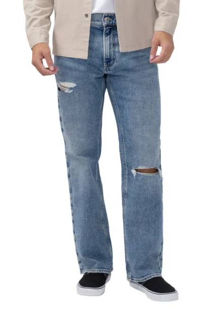 Silver Jeans Co. Zac Destructed Relaxed Straight Leg Jeans In Blue