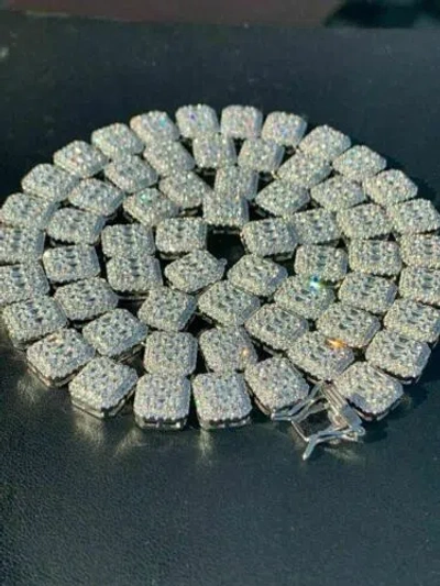 Pre-owned Silver Men's Baguette Tennis Chain Real Solid 925  18" Choker - 30" Icy Cz