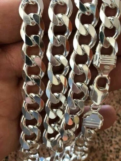 Pre-owned Silver Men's Shiny Miami Cuban Link 11mm Heavy Solid 925  Chain 100-150g 20-30"