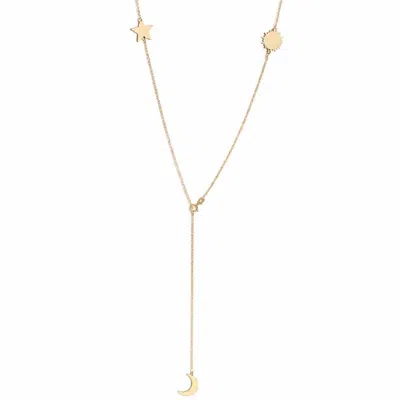 Silver Moon Women's Gold Full Moon Sterling Silver Necklace