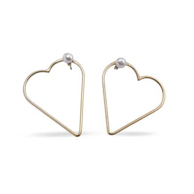 Silver Moon Women's Gold Sterling Silver Earrings – Open Heart
