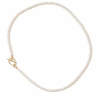 Silver Moon Women's Gold / White Pure Pearl Gold-plated Sterling Silver Necklace In Multi
