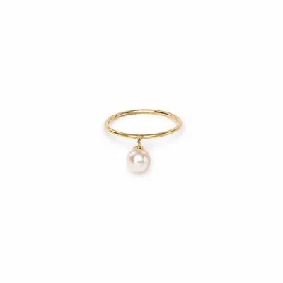 Silver Moon Women's Pearl Light Gold-plated Sterling Silver Ring