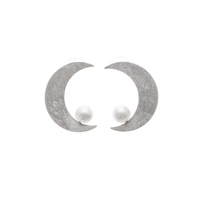 Silver Moon Women's Pearl Sterling Silver Earrings – Moon