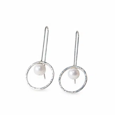 Silver Moon Women's Silver / White Around The Moon Sterling Silver Pearl Earrings In Multi