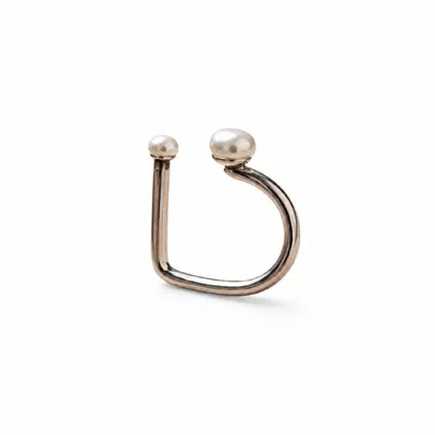 Silver Moon Women's Silver / White Double Pearl Open Sterling Silver Ring