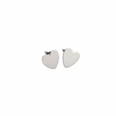 Silver Moon Women's Silver / White Full Heart Sterling Silver Earrings In Metallic