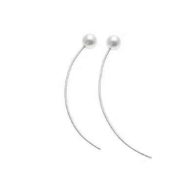 Silver Moon Women's Silver / White Lunar Sterling Silver Pearl Earrings – Silver Edition In Silver/white