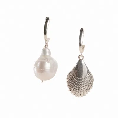 Silver Moon Women's Silver / White Marine Echoes Sterling Silver Earrings In Metallic